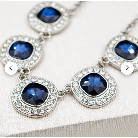Monet Sapphire necklace Silver choker September Stone - Picture 8 of 15
